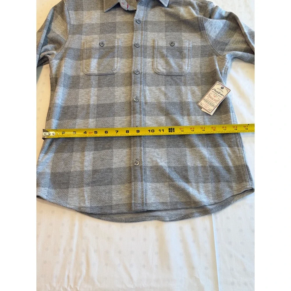 NEW Flag & Anthem Mens Grey Buffalo Plaid Stretch Flannel Shirt S - Picture 4 of 6